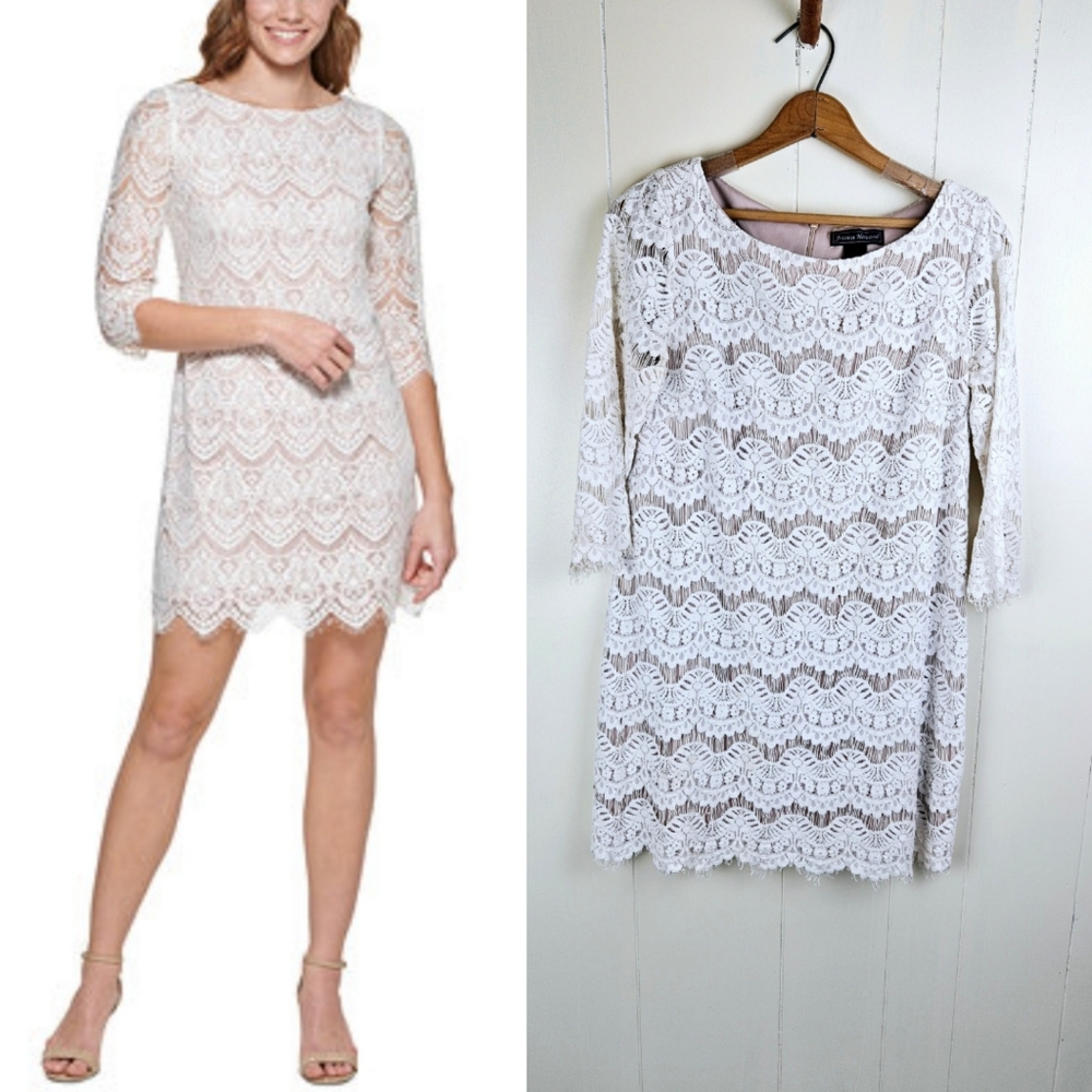 Jessica Howard white lace long sleeve dress